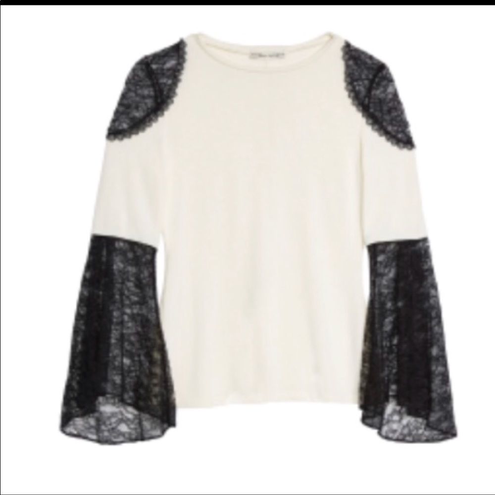 Alice and Olivia lace trim bell sleeve top